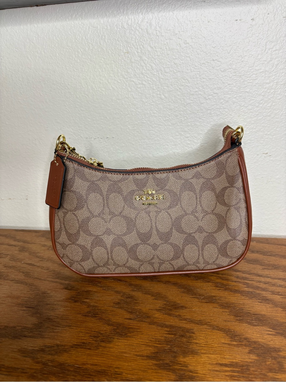 Coach Mini Signature Hobo in Brown with Tan Trim